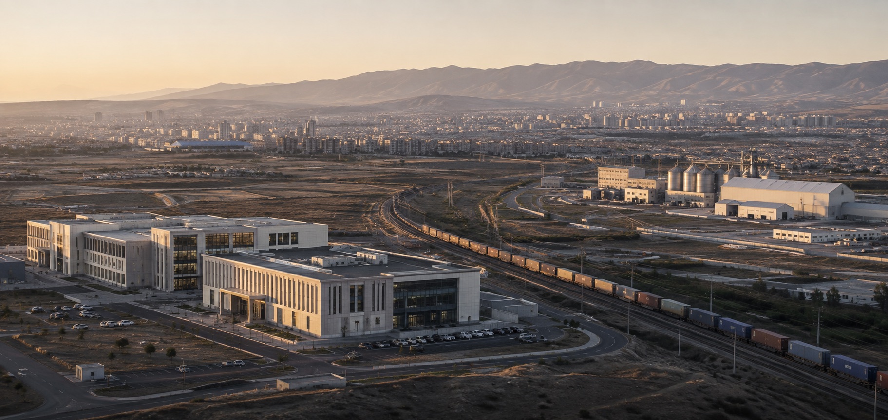 Wide landscape connecting healthcare, productive infrastructure and logistics